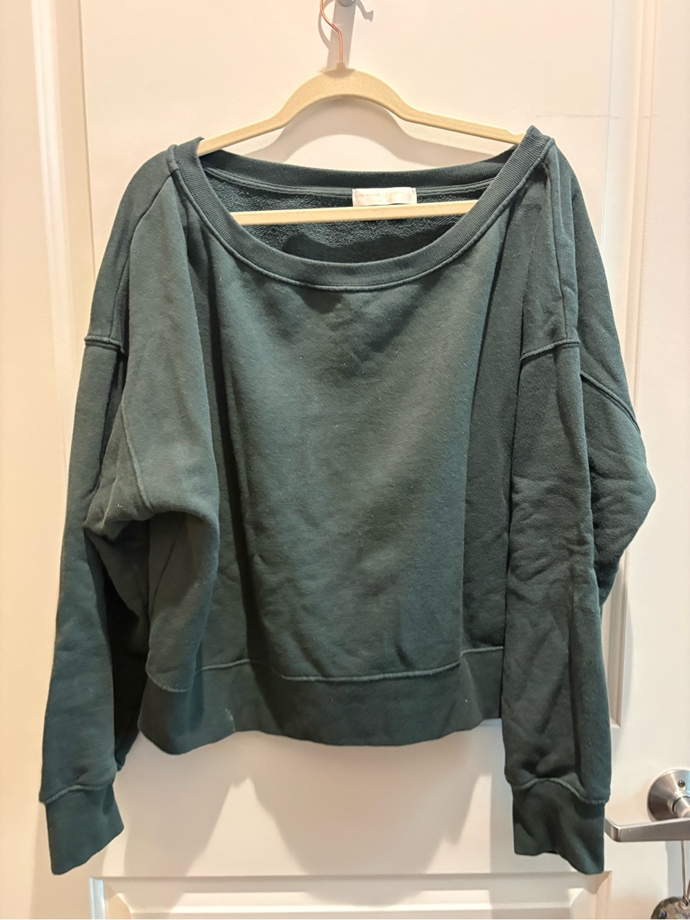 Spiritual Gangster Forest Green Off-Shoulder Sweatshirt
